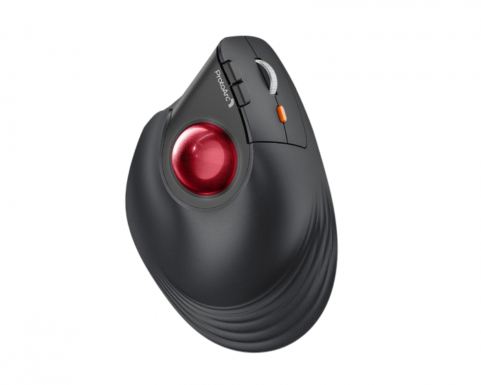 ProtoArc EM05 NL Vertical Wireless Trackball Mouse - Black/Red