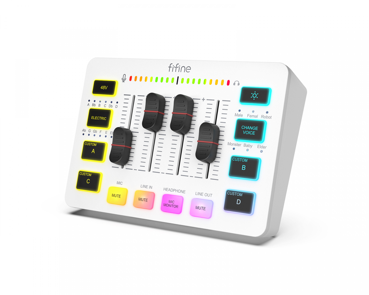 Fifine AMPLIGAME SC3 Gaming USB Mixer - Audio Mixer for Streaming