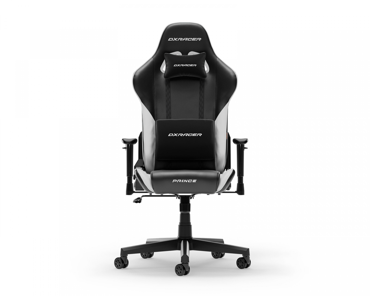DXRacer PRINCE L Black & White PVC Leather - MaxGaming.com