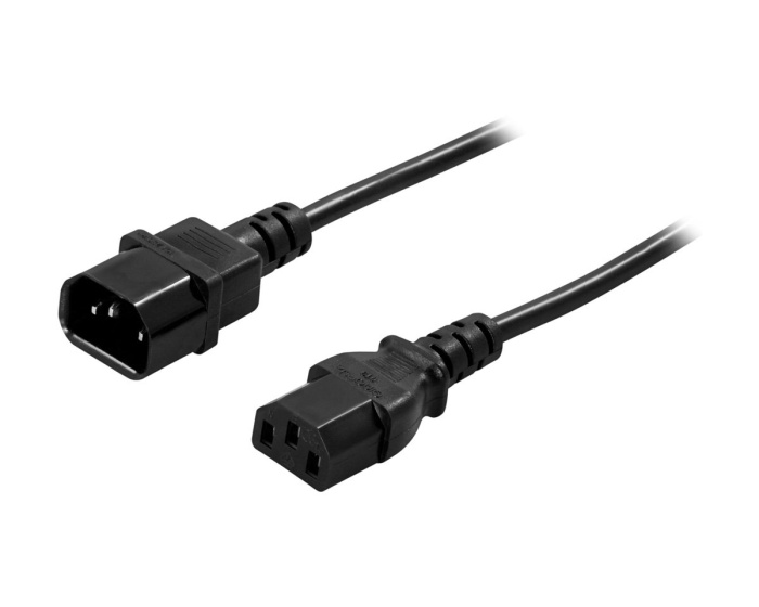 Deltaco Power Supply cable extension Black 1m