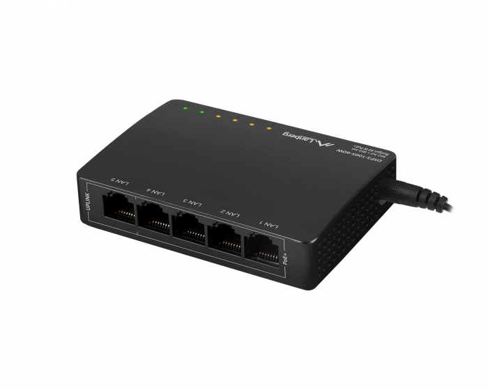 Lanberg Network Switch 5-ports 1000 Mbps (POE Extender, 30W/Port, Max 60W)