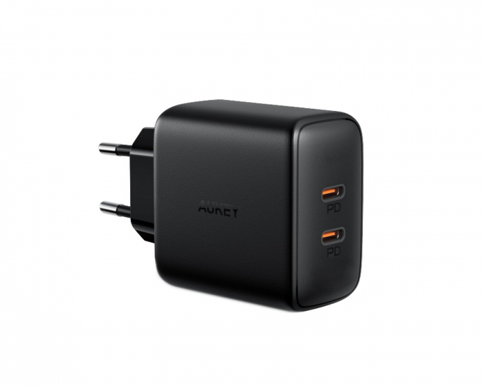 Aukey Wall Charger PA-R1S,  2x USB-C, 20 W - Black