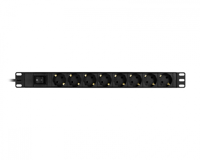 Deltaco Earthed Power Strip, 8-sockets with on/off switch - Black