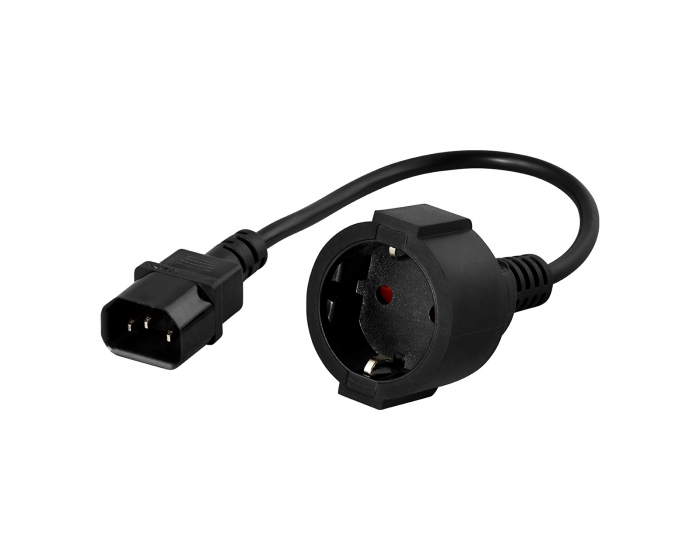 Deltaco Grounded device/extension Cable, Black - 0.2 meter