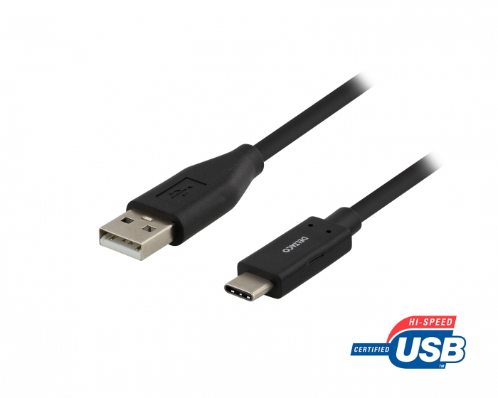 Deltaco USB-C to USB-A 2.0 Cable Black - 1 meter