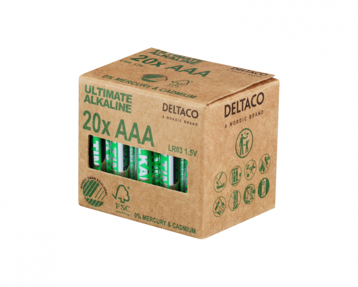Deltaco Ultimate Alkaline AAA-battery, 20-pack
