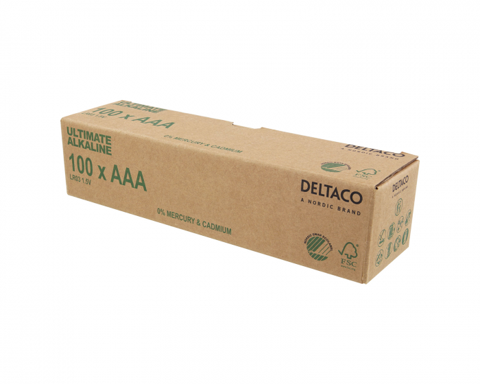 Deltaco Ultimate Alkaline AAA-battery, 100-pack (Bulk)