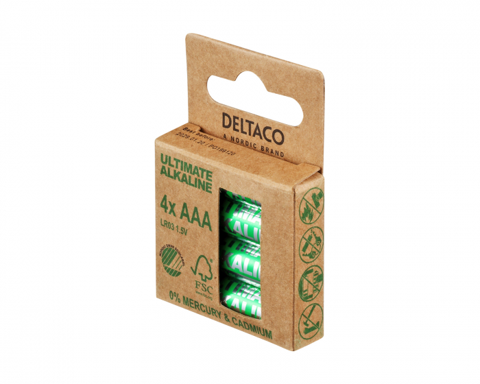 Deltaco Ultimate Alkaline AAA-battery, 4-pack