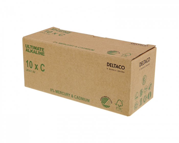Deltaco Ultimate Alkaline C-battery, 10-pack (Bulk)