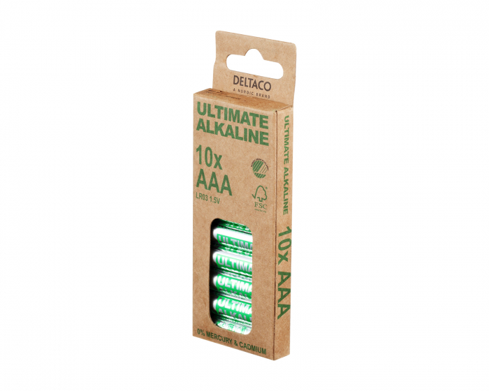 Deltaco Ultimate Alkaline AAA-battery, 10-pack
