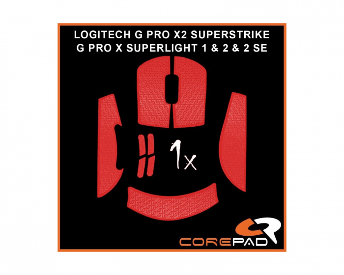 Corepad Soft Grips for Logitech G PRO X SUPERLIGHT 1 / 2 / 2 SE & X2 SUPERSTRIKE- Red