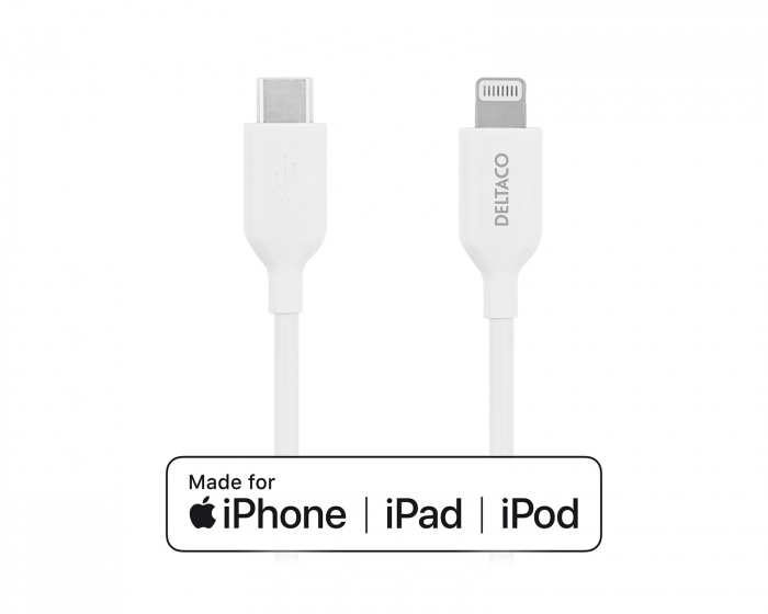 Deltaco USB-C to Lightning MFi - Charge/sync cable 1m - White