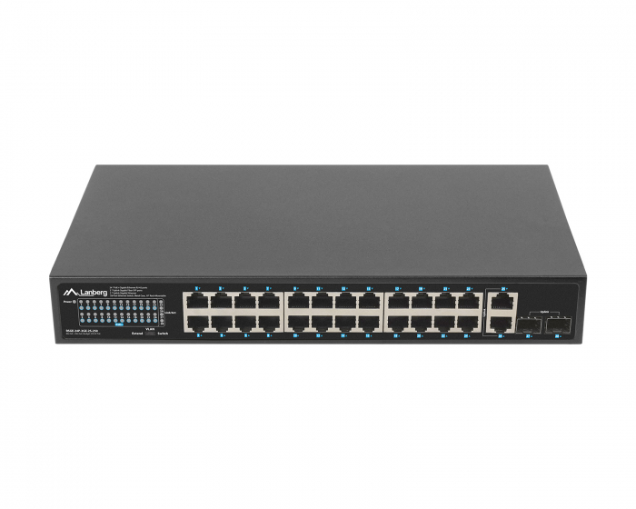 Lanberg Network Switch 24-ports, 1GB POE+/2X GB 2X SFP RACK 19” Gigabit Ethernet 250W