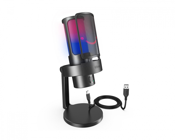 Fifine AMPLIGAME A8 Plus RGB USB Microphone with 4 Polar Patterns (PC/PS4/PS5) - Black