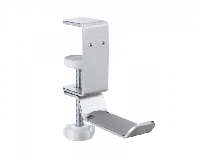 MaxMount Clamp-On Headset Stand - Universal Headphone Holder - Silver