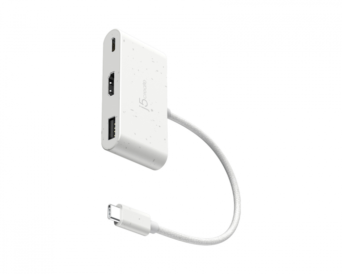 j5create USB-C to HDMI 4K and USB Type-A with 90W Power Delivery - White