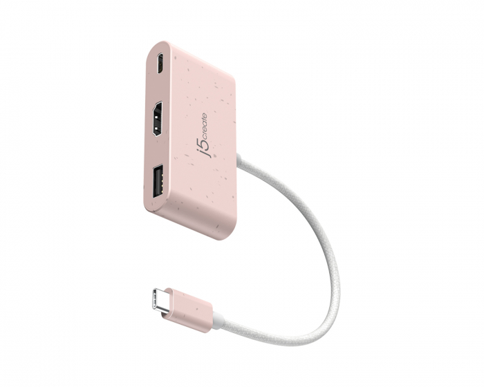 j5create USB-C to HDMI 4K and USB Type-A with 90W Power Delivery - Pink