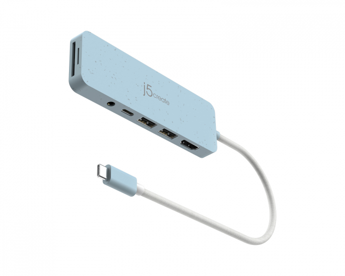 j5create USB-C Multi-Port Hub with 60W Power Delivery - Blue