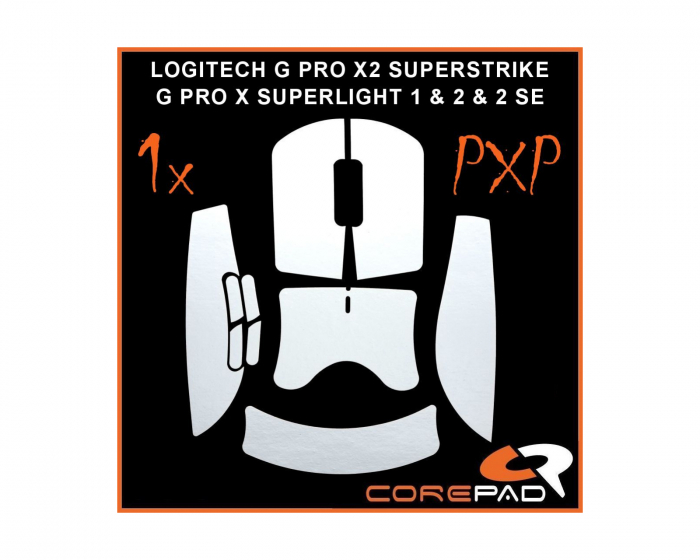 Corepad PXP Grips for G PRO X SUPERLIGHT 1 / 2 / 2 SE & X2 SUPERSTRIKE - White