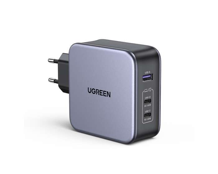 UGREEN Nexode 140W USB-C PD GaN - 3-Port Wall Charger + USB-C Cable 1.5m - Black