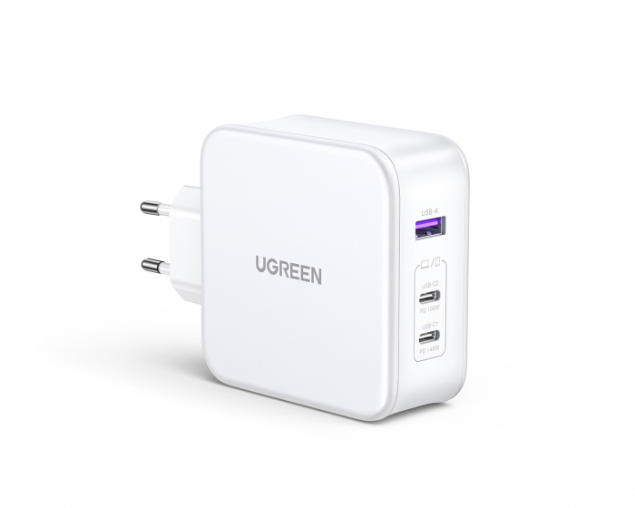 UGREEN Nexode 140W USB-C PD GaN - 3-Port Wall Charger + USB-C Cable 1.5m - White