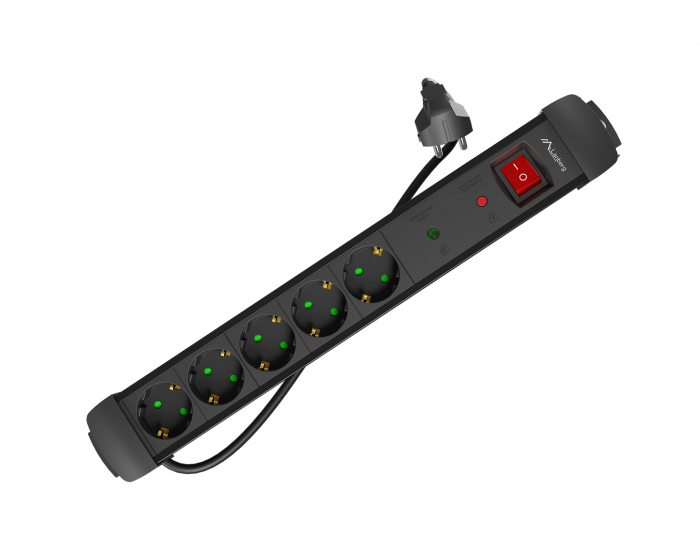 Lanberg Power Strip with Surge Protector 5-Sockets - 5m - Black