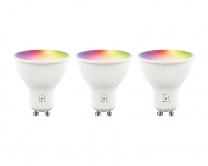 Deltaco Smart Home RGB LED Light GU10 WiFi 4.7W - 3-pack