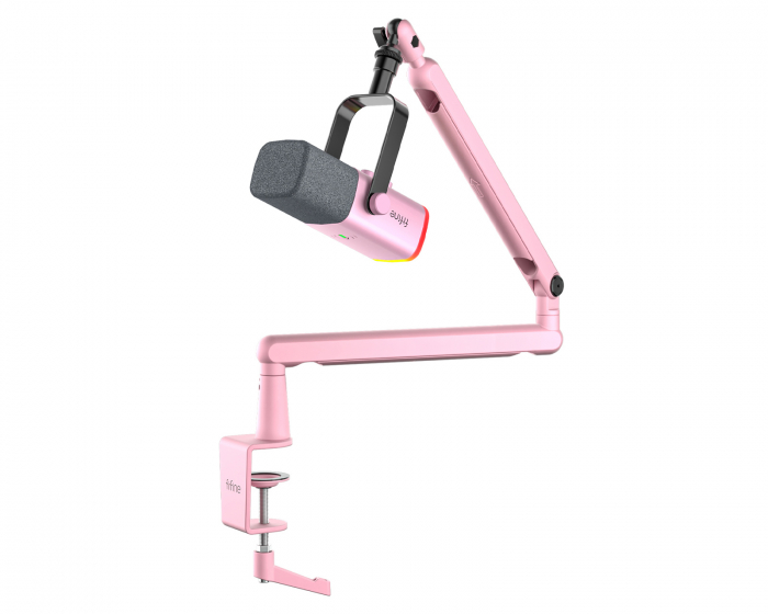 Fifine TAM8 Dynamic Gaming Microphone and Boom Arm - Pink