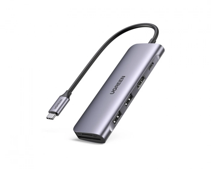 UGREEN USB-C to 2 Ports USB3.0-A Hub + HDMI + TF/SD with PD Power Supply - Space Gray