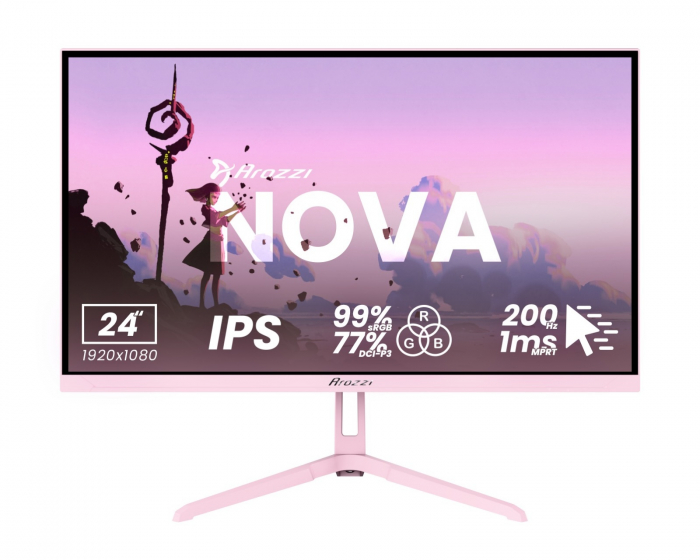 Arozzi Nova 24“ IPS 1920x1080 200Hz Gaming Monitor - Pink