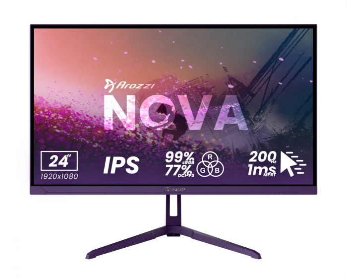 Arozzi Nova 24“ IPS 1920x1080 200Hz Gaming Monitor - Purple