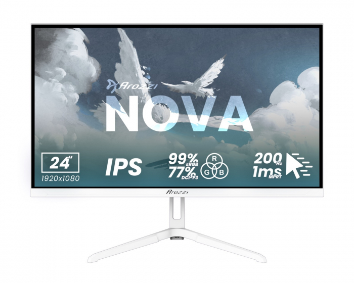 Arozzi Nova 24“ IPS 1920x1080 200Hz Gaming Monitor - White