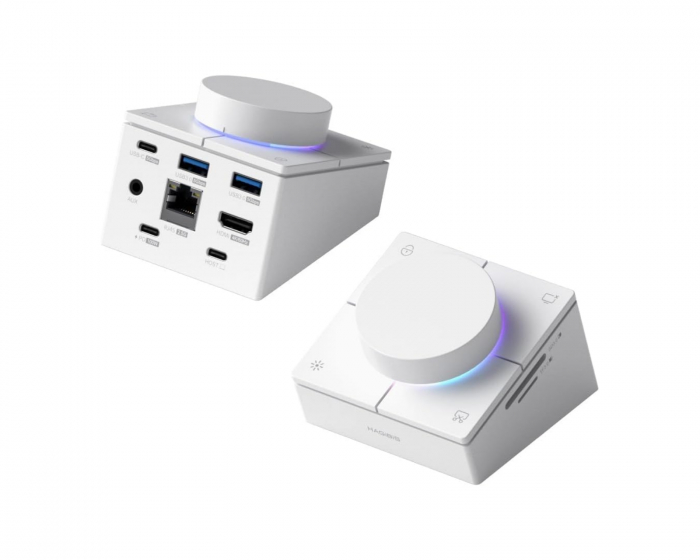 Hagibis USB-C Hub with Knob and Shortcut Buttons – 2.5G Ethernet Port – White