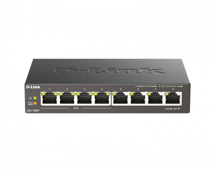 D-Link 8-port 10/100/1000 Desktop Switch w/ 4 PoE Ports