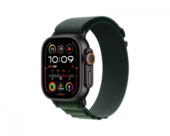 Apple Watch Ultra 2 GPS + CELL Black Titanium Case / Dark Green Alpine Loop - Medium