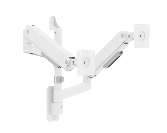 MaxMount Heavy-Duty Dual-Screen Gas Spring Wall-Mounted Monitor Arm - White