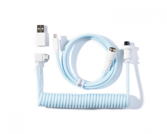 Keychron Coiled Aviator Cable Angled 8K Light Blue