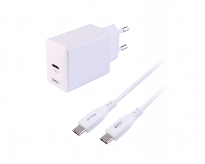 Deltaco USB-C Wall Charger 30 W - 1.5m - White