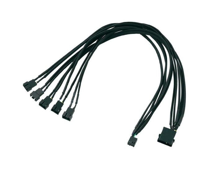 AKASA Branching Cable to 4-pins - 1 Molex to 5 PWM 9 - Black