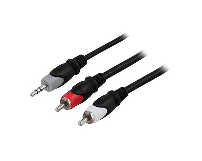 Deltaco 3,5mm male - 2x RCA male 3m Black