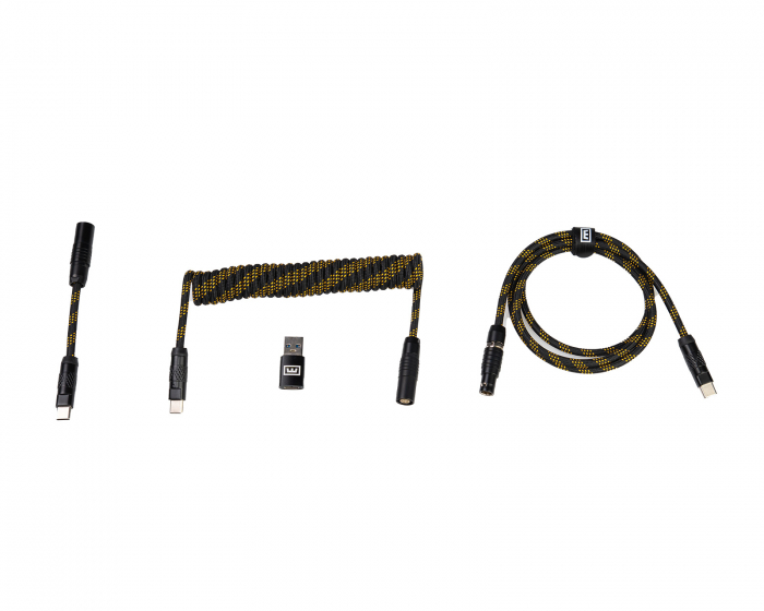 Wooting Detachable USB-C Coiled/Straight Cable Set - Take Control (Black/Yellow) (DEMO)