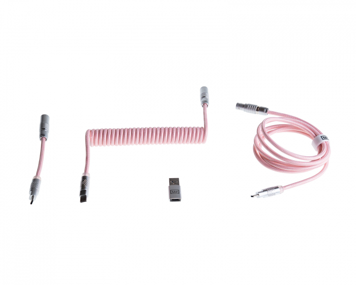 Wooting Detachable USB-C Coiled/Straight Cable Set - Blossom Pink (DEMO)