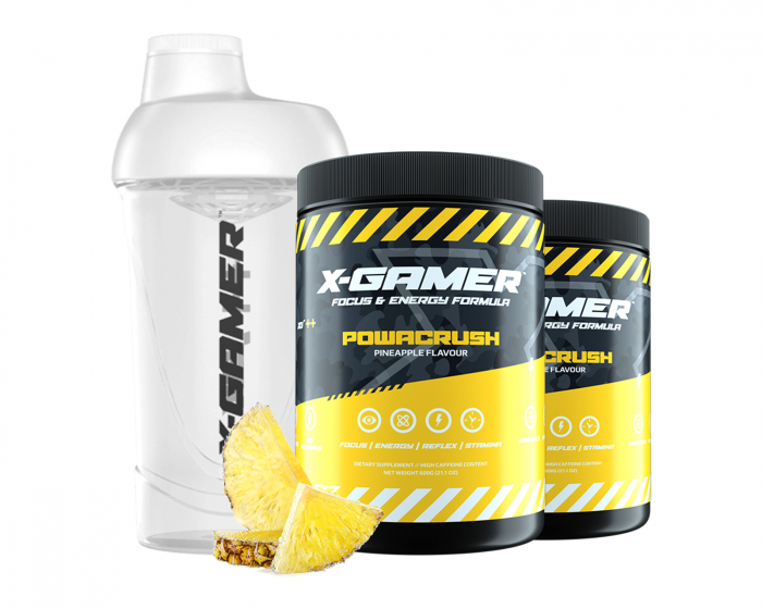 X-Gamer 2 x 600g X-Tubz Powacrush - 60 Servings + Shaker