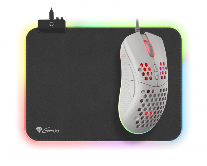 Genesis Krypton 550 RGB Gaming Mouse - White + Boron 500 M RGB Mousepad