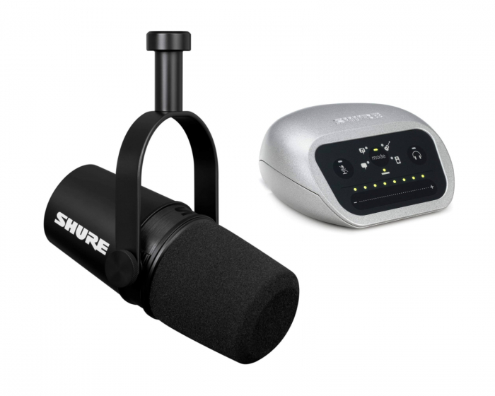 Shure MV7X XLR Podcast Microphone + MVI/A-LTG Digital Audio Interface Bundle