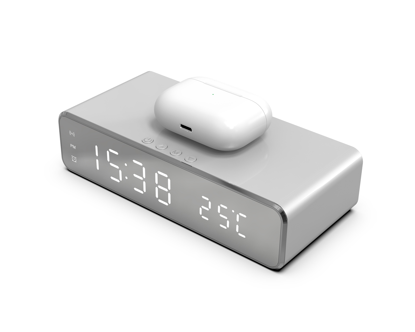 Buy Gembird Digital Alarm Clock with Qicharging Silver at
