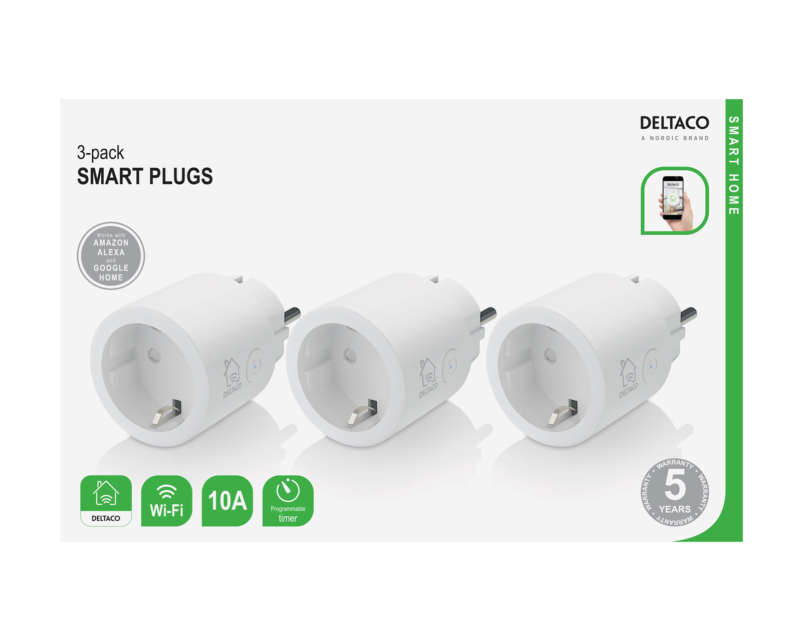 Deltaco Smart Home Mini Smart Plug - WiFi, Timer 