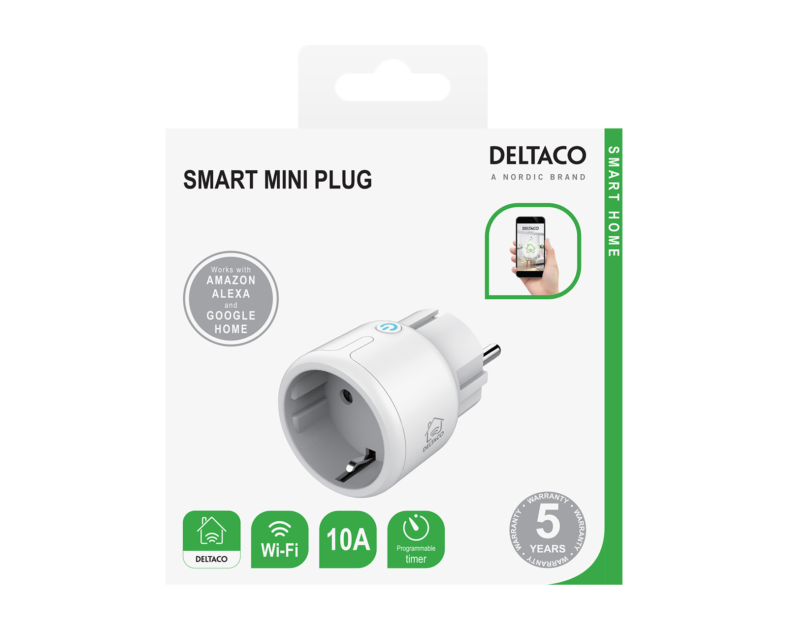 Deltaco Smart Home 3-Pack Mini Smart Plug - WiFi, Timer