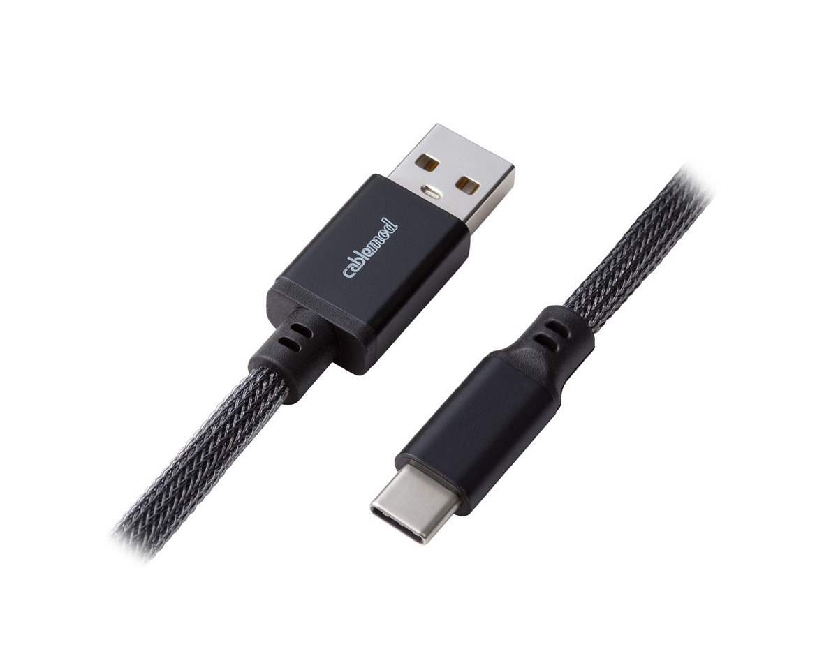 CableMod Classic Coiled Cable USB A to USB Type C, Carbon Grey 150cm