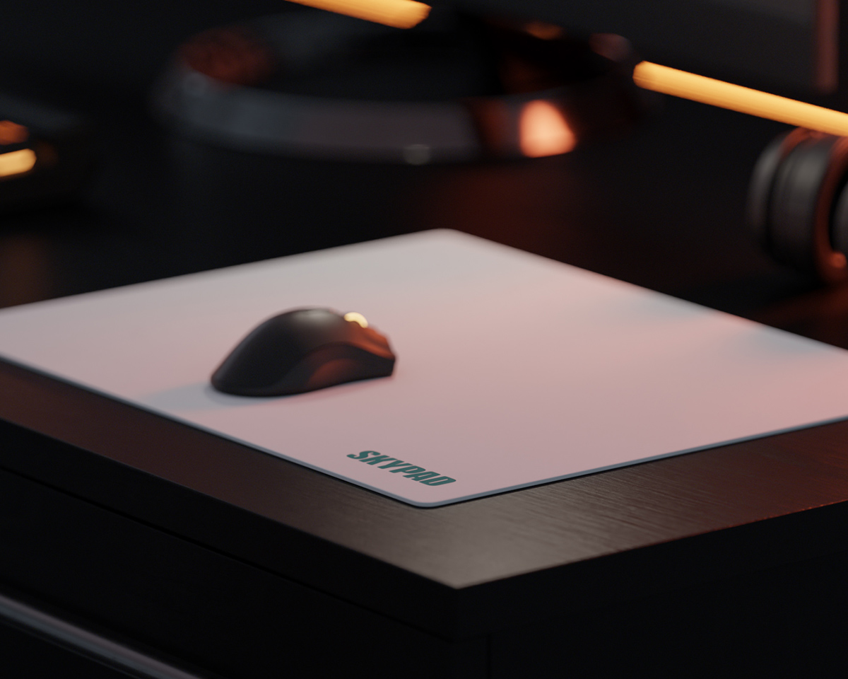 Skypad Glass 3.0 XL (White Text Logo) Mousepad